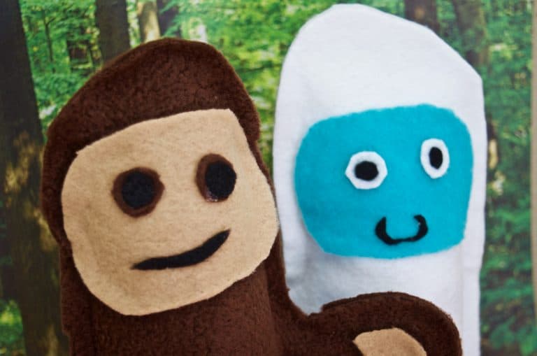 Cryptozoology for Kids: NO SEW Bigfoot Sasquatch & Yeti Abominable Snowman Hand Puppets Tutorial