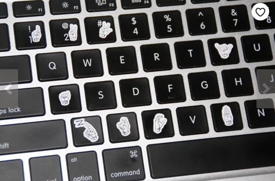 ASL sign language keyboard decals