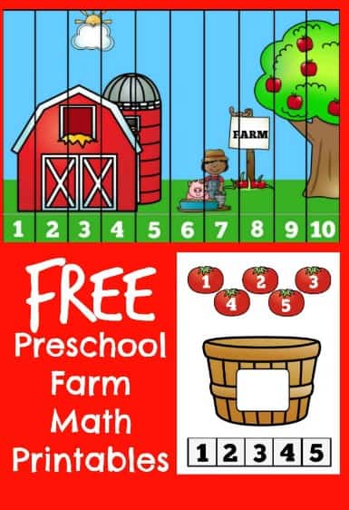 Preschool Farm Math Printable Worksheet