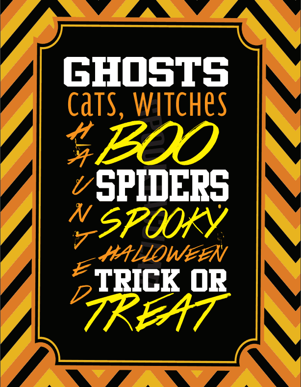 Free Printable Halloween Wall Art Decor Witches, Ghosts, Pumpkins