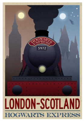 Vintage Harry Potter London Scotland Poster Wall Art