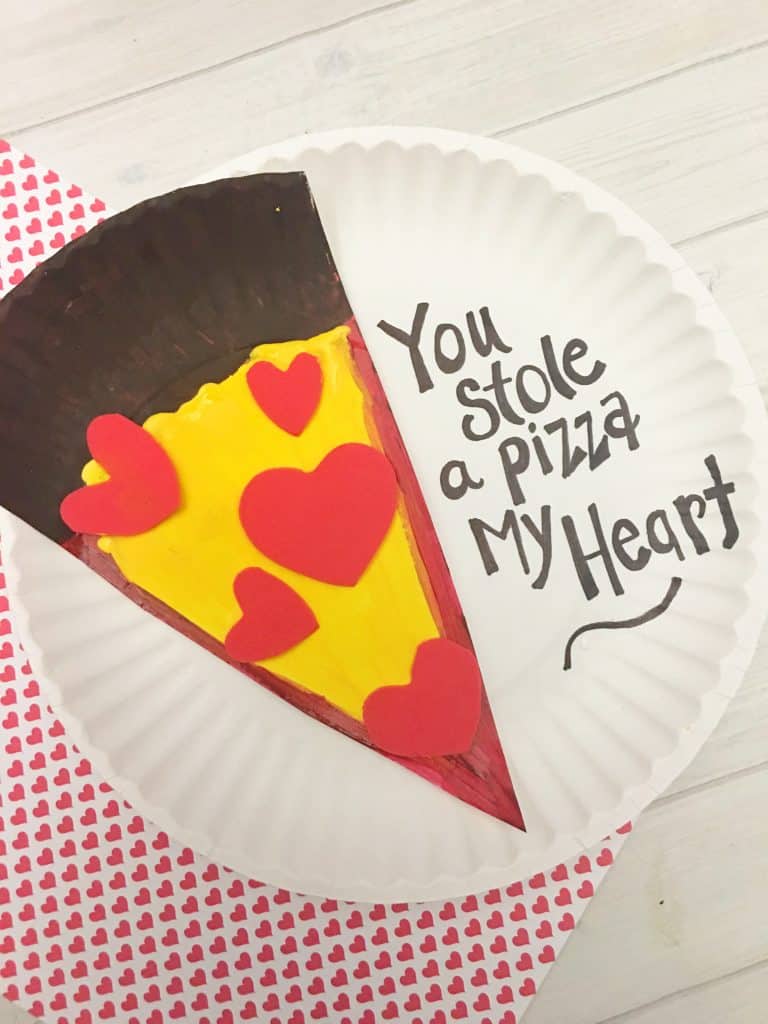 Valentine's Day Pizza Paper Plate Craft for Kids Tutorial