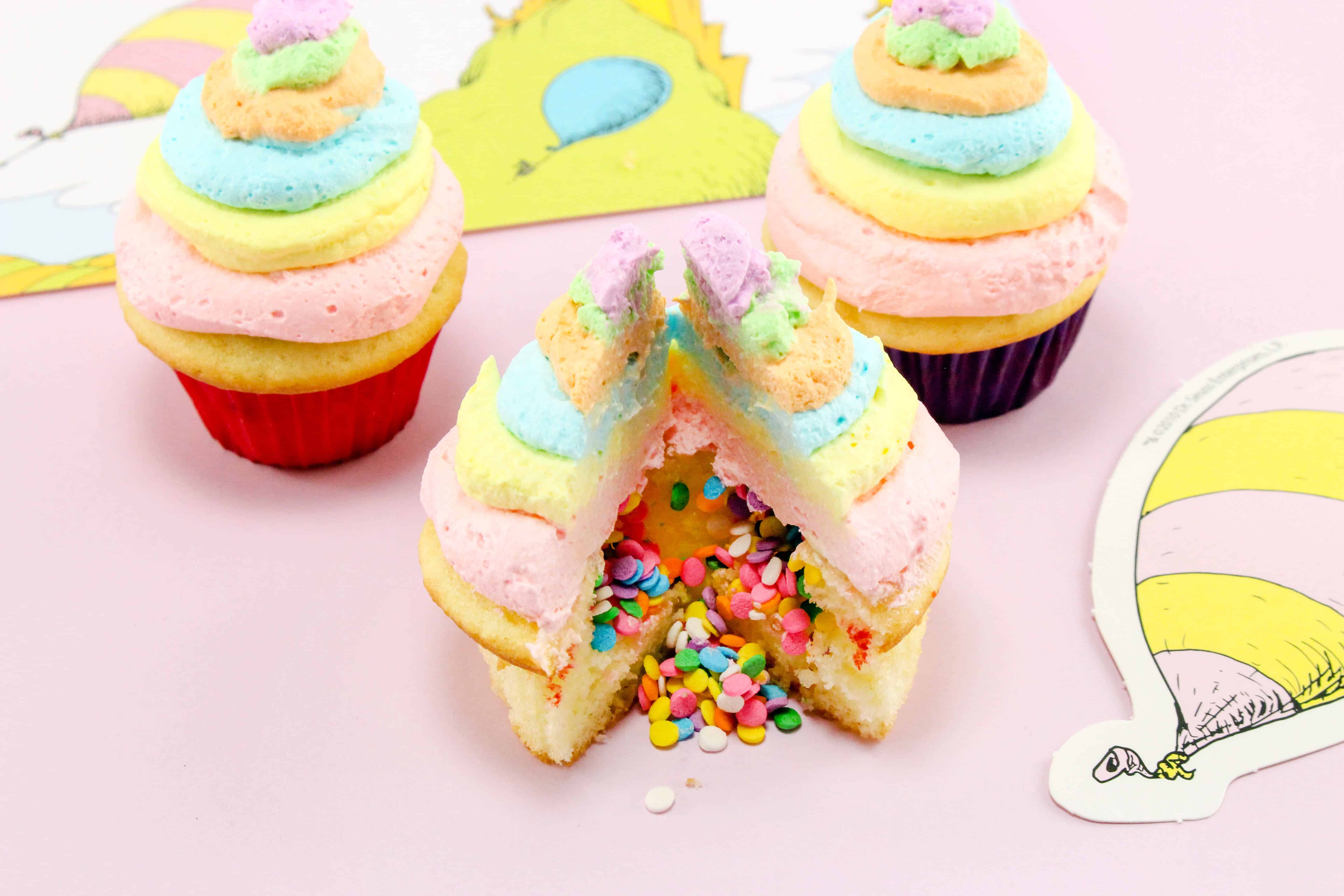 inside of Dr. Seuss Oh the Places You'll Go Cupcakes Recipe