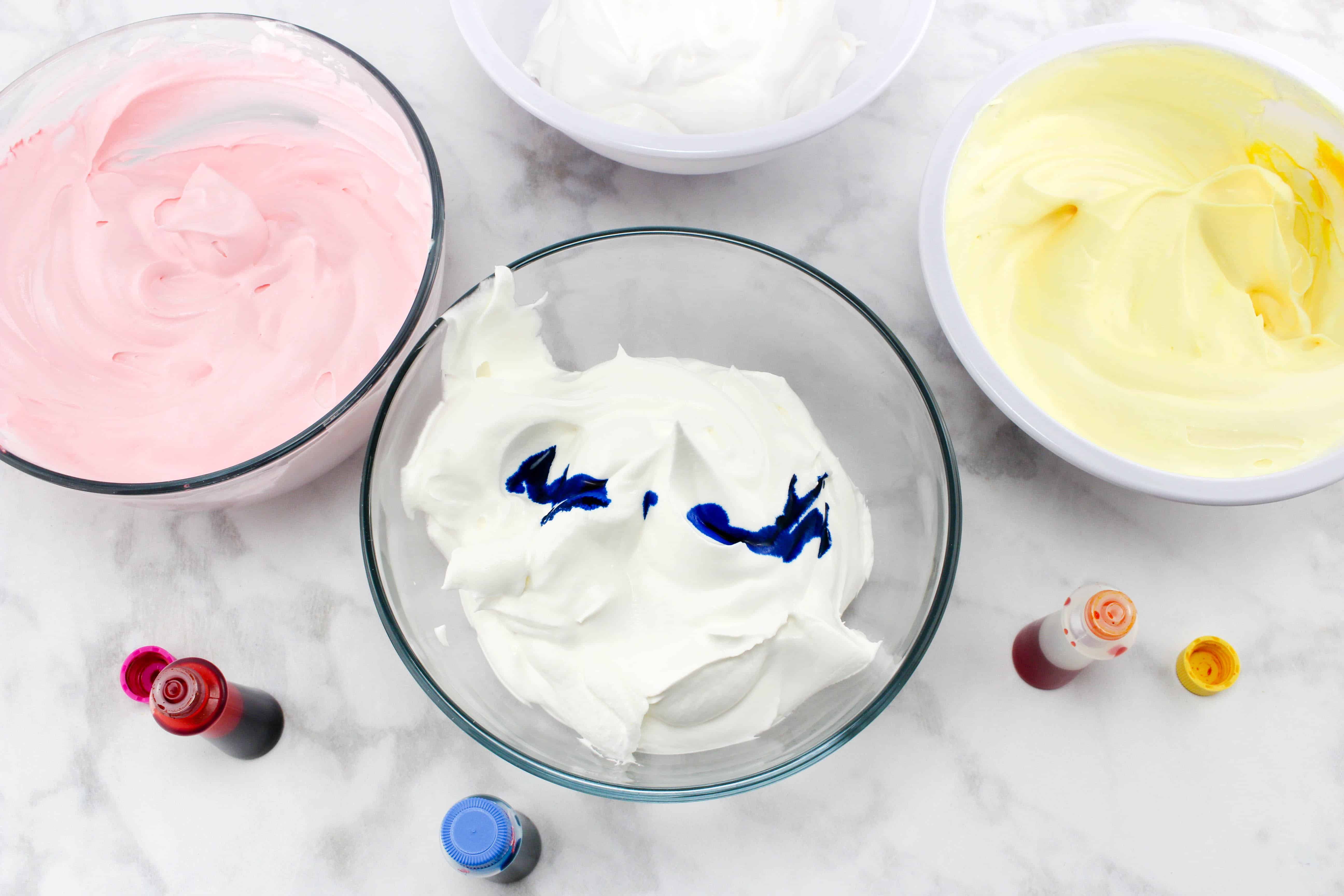 food coloring for Oh the Places You'll Go Cupcakes