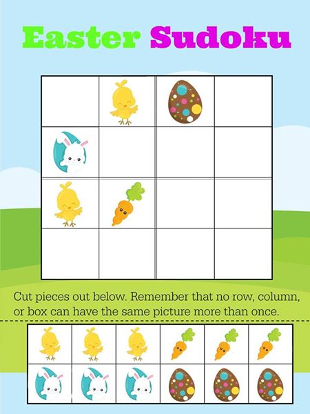 FREE Printable Easy Easter Sudoku for Preschool & Primary Math