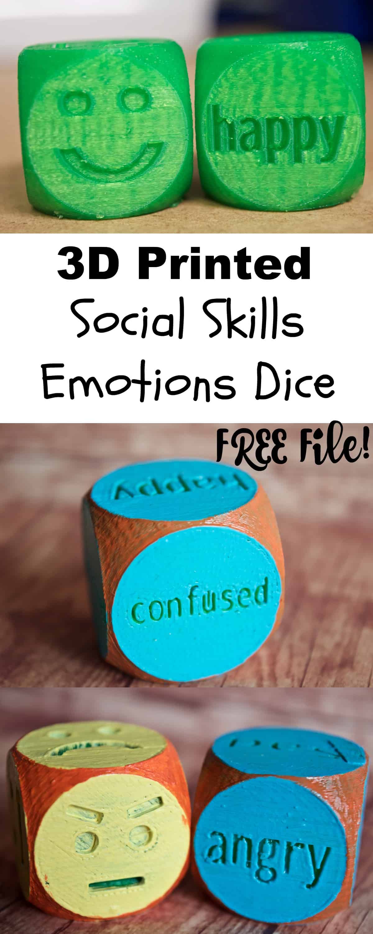 3D Printed Social Skills Emotions Dice 