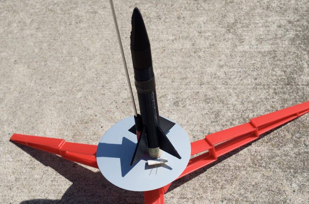 F 3D printed flying model rocket E G-Class. 