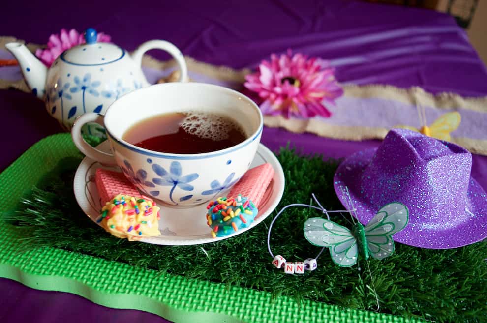 tea Party place setting with faux grass