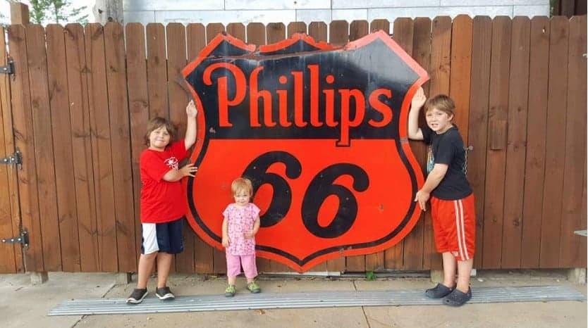 large orange Philips 66 sign