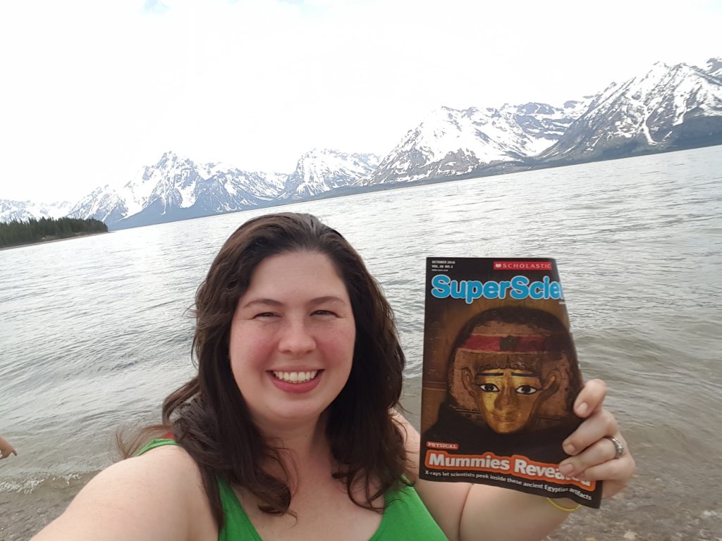 IN Grand Tetons National Park with my Scholastic Magazine