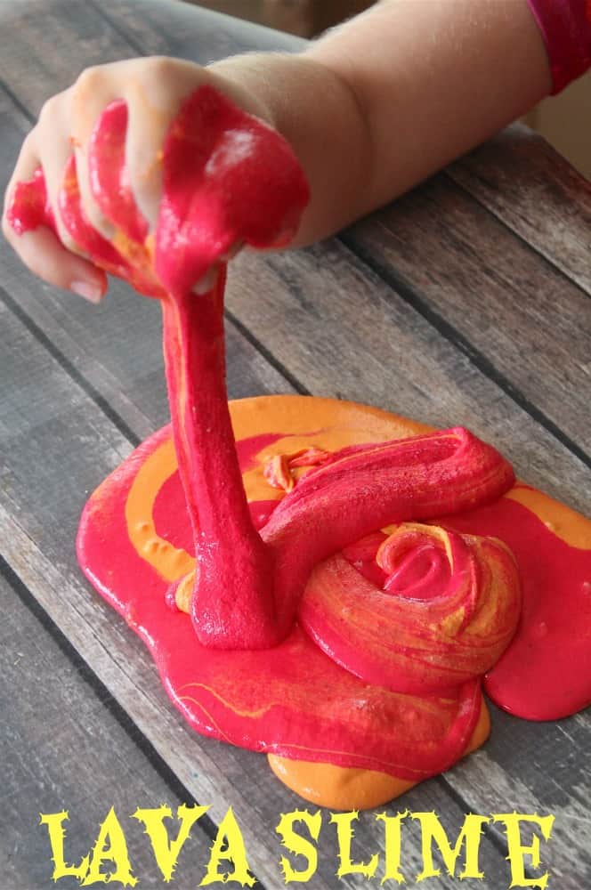 kid playing with lava slime