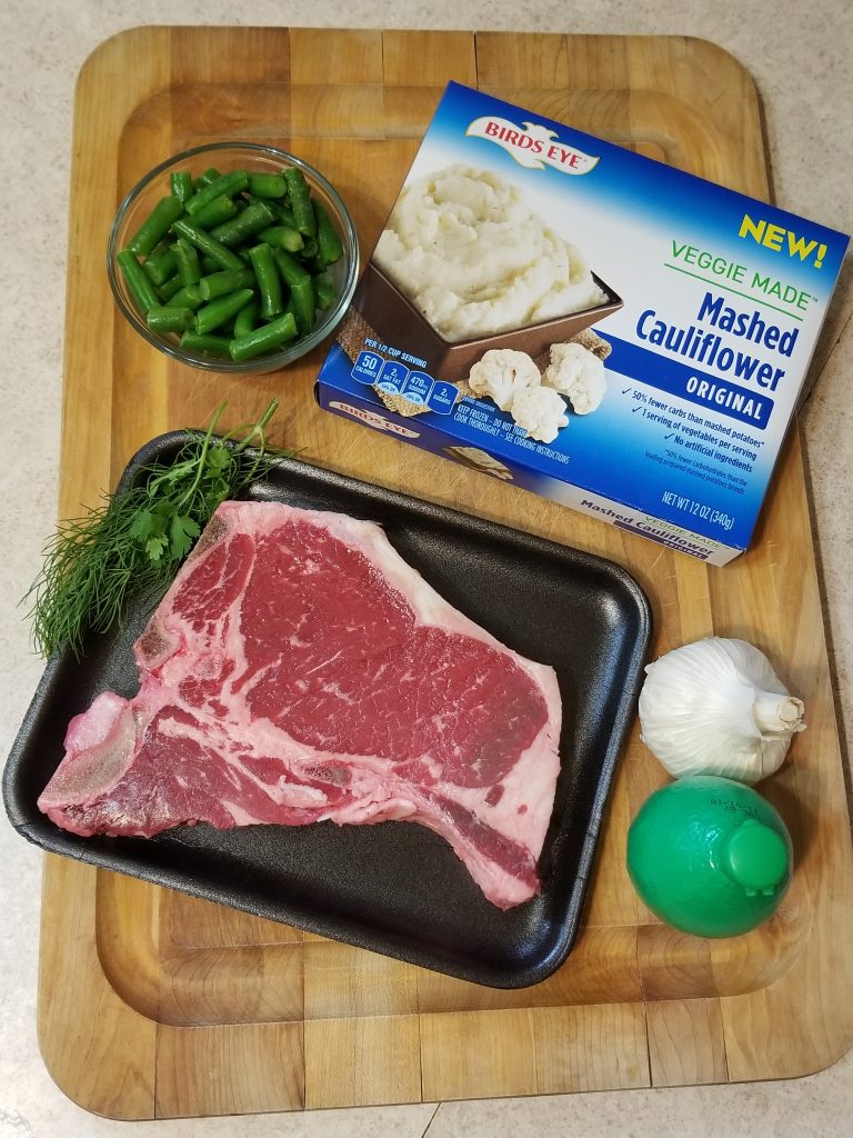 15 Minute Steak Dinner with Garlic Lime Cilantro Mashed Cauliflower