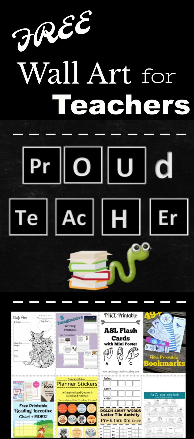 Free Printable PrOUd TeAChEr Art Decor by Surviving a Teacher's Salary