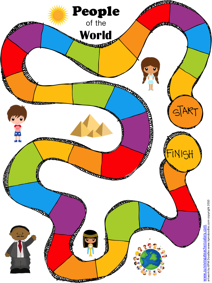 People of the World Geography Game Board Printable 