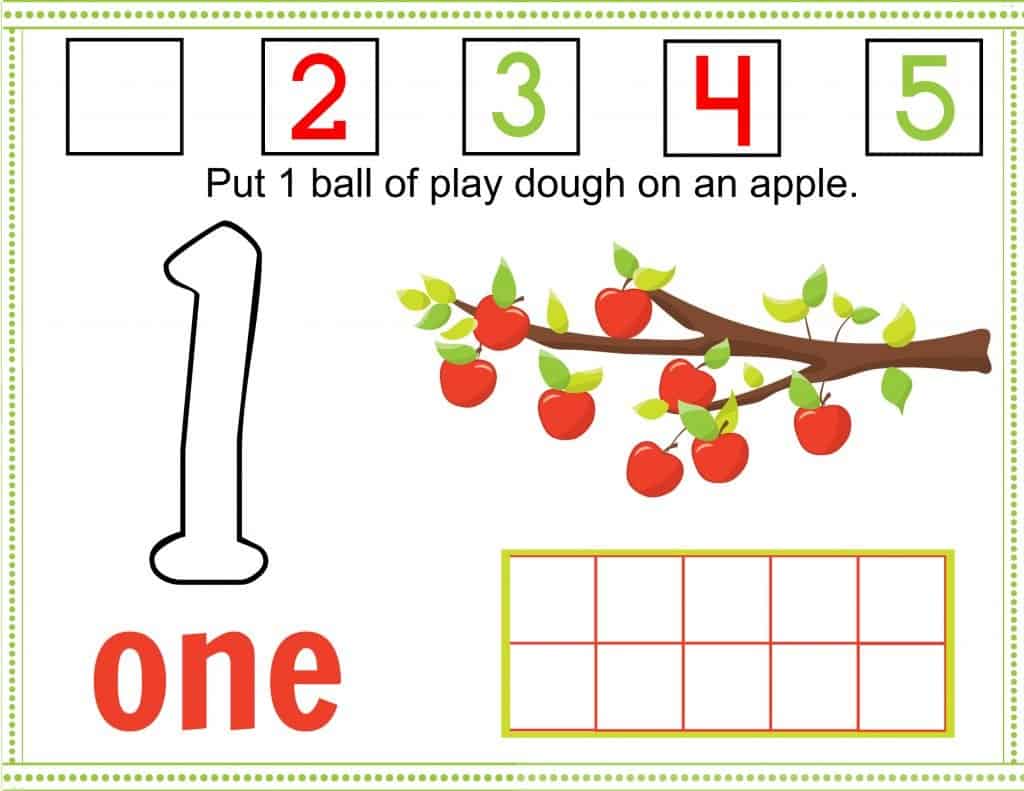 Apple Play Dough Mats Number 1