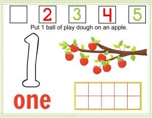 FREE Printable Fall Apple Tree Numbers Play Dough Mats