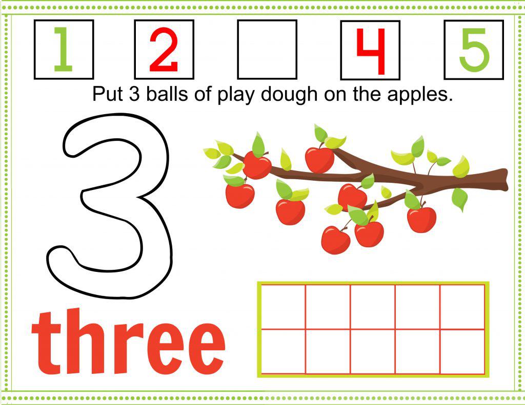 Apple Play Dough Mats Number 3