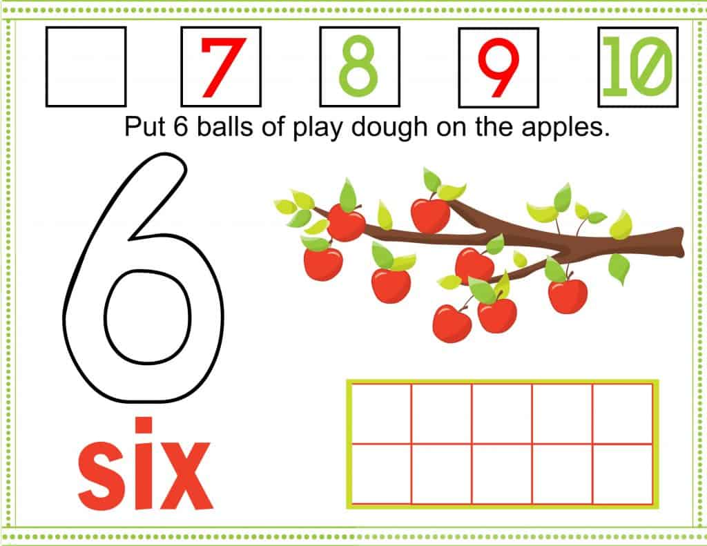 Apple Play Doh Mats Number 6