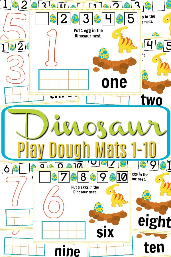 Free Printable Dinosaur Play Dough Mat - Numbers 1-10