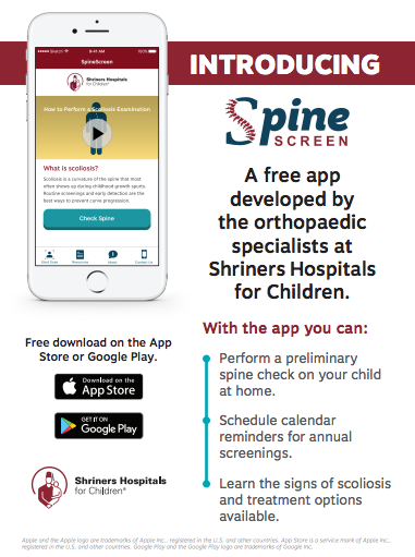 New Important SpineScreen App for Scoliosis Screening from Shriners Hospitals for Children