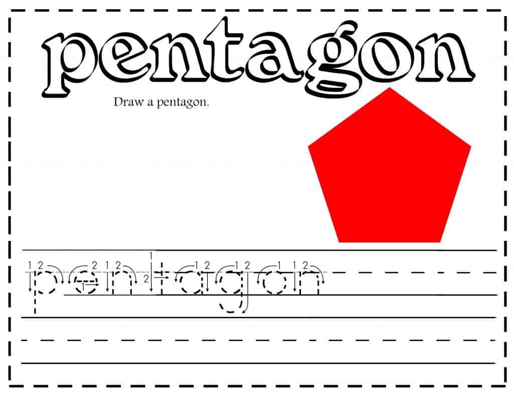 All about learning shapes printables and activities - Pentagon