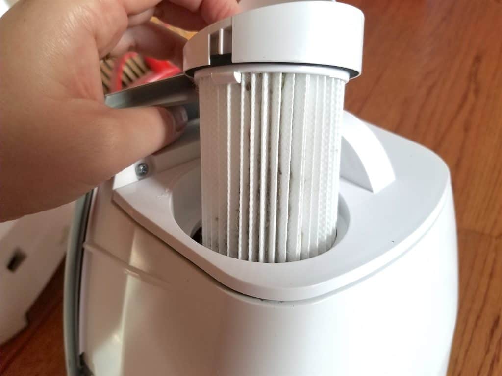 filter inside of EyeVac Touchless Vacuum System Review 
