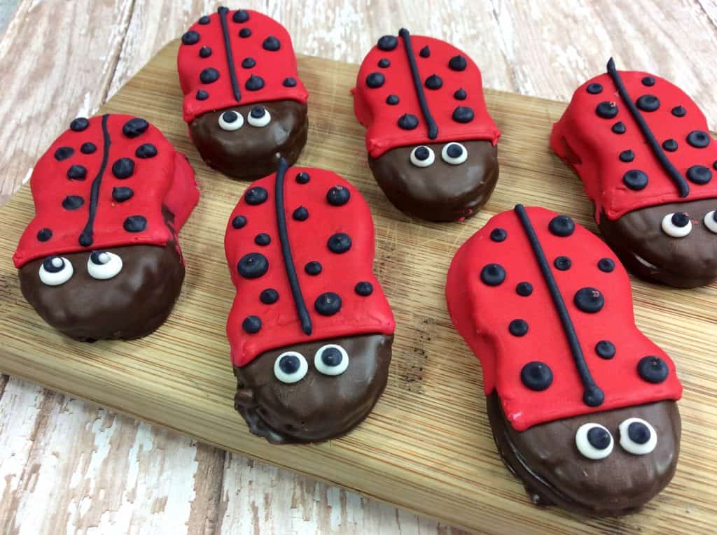 spring ladybug cookies on display