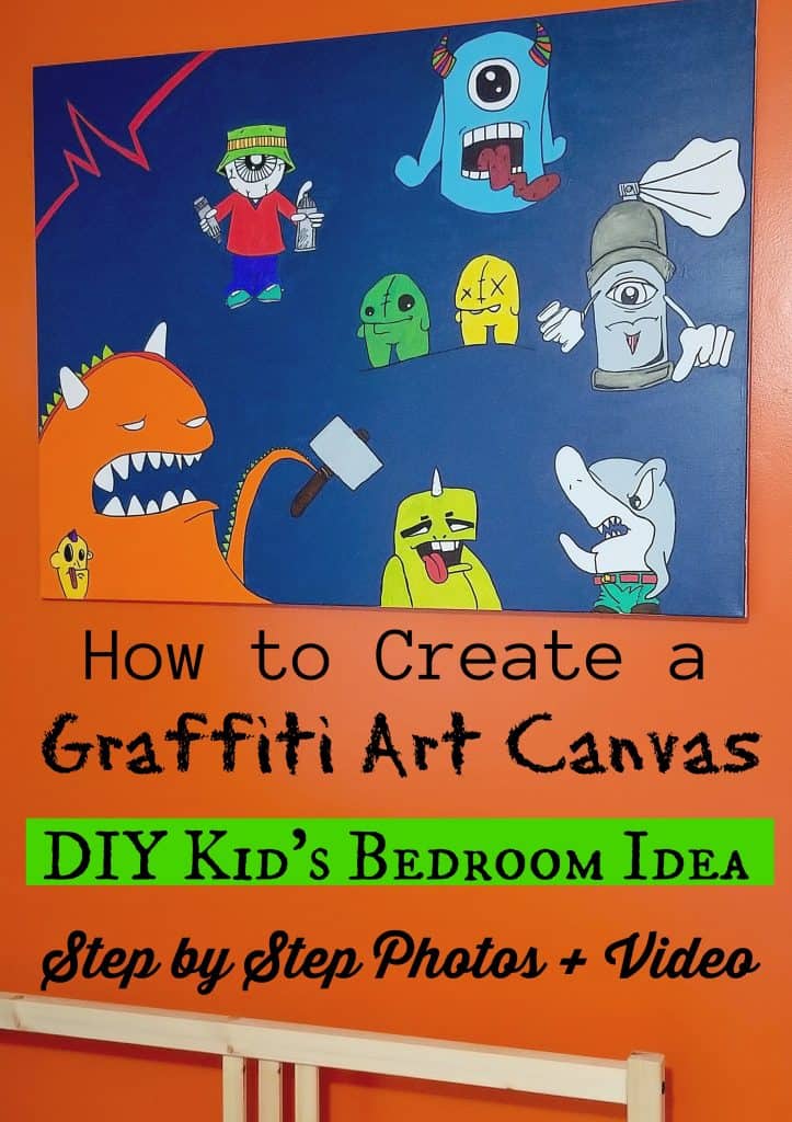 How to Make Your Own Graffiti Art Canvas Home Decor for Kids Bedrooms