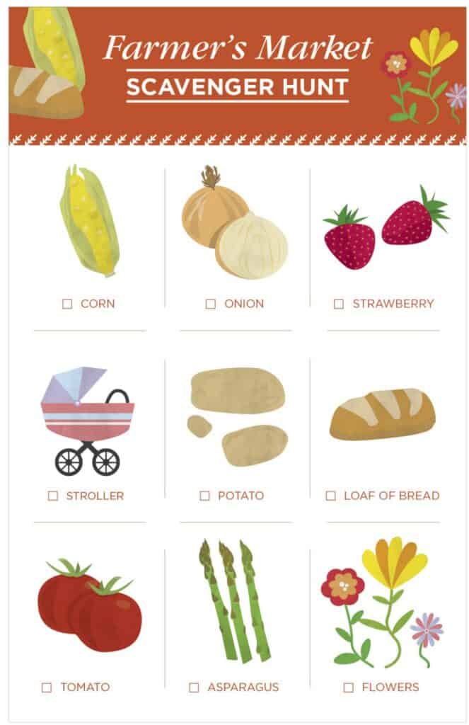 Farmer's Market Scavenger Hunt Printable