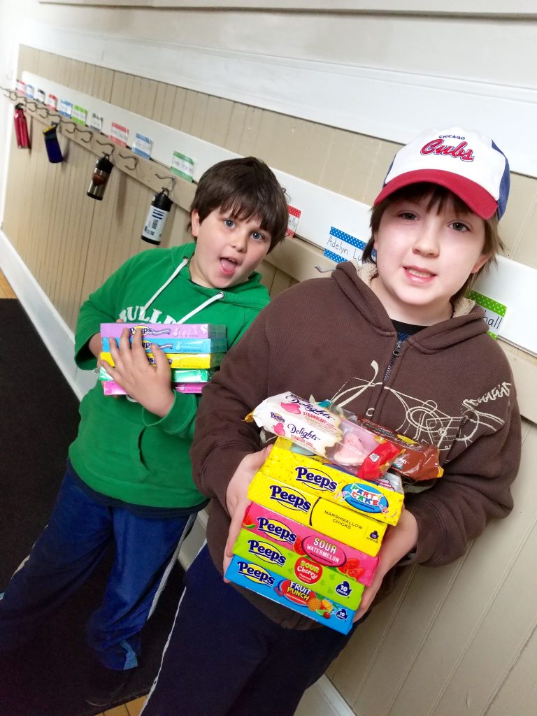 two boys with PEEPS Candy