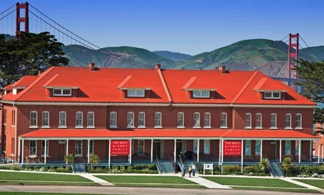 photo of the red Walt Disney Family Museum building
