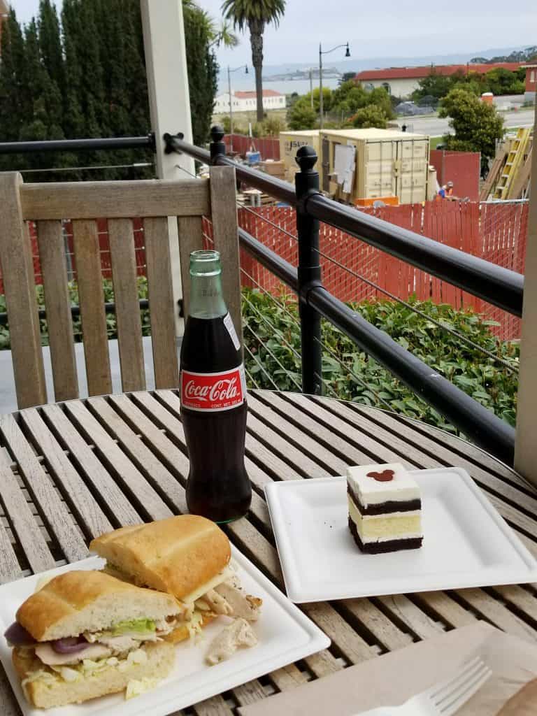 lunch on table in front of alcatraz