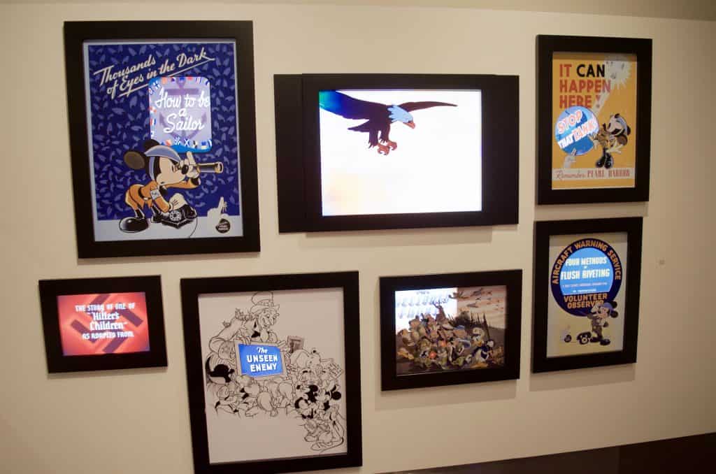 wall of TVs Disney films