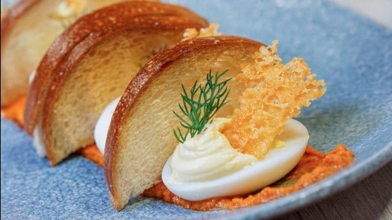 deviled eggs and toast breakfast