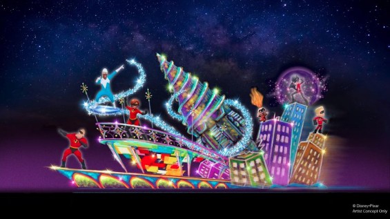 Pixar Incredibles parade float