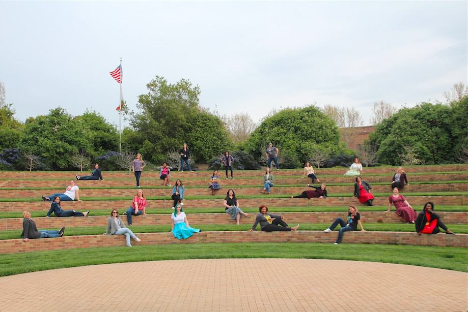 group photos at Pixar amphitheater