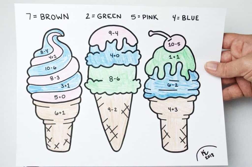 Ice Cream Math Coloring page