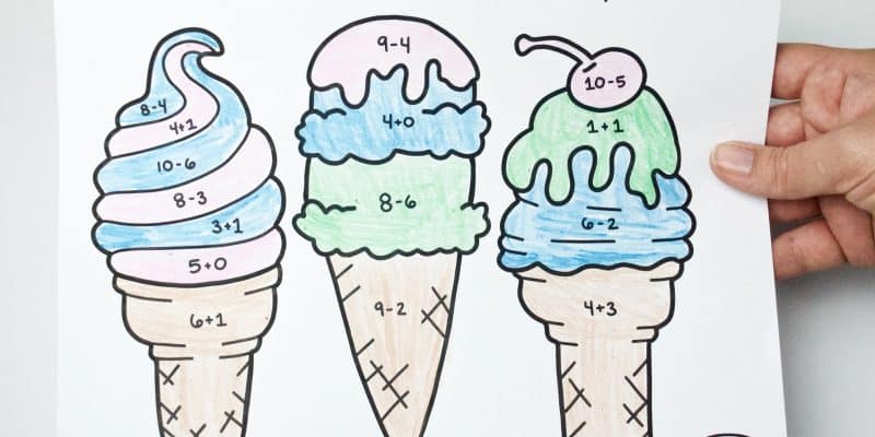 Ice Cream Math Coloring page