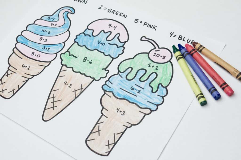 printable math worksheet ice cream