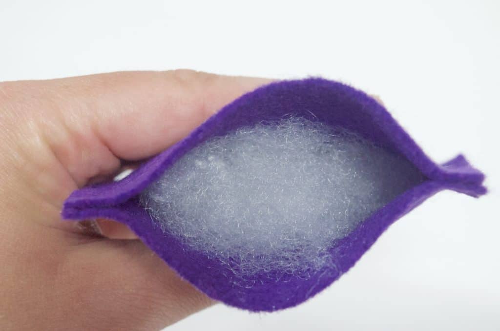 cotton stuffing inside no sew felt toy