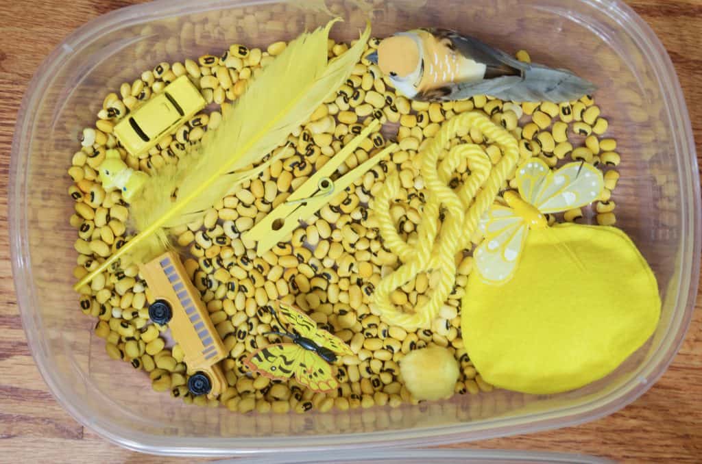 yellow sensory bin