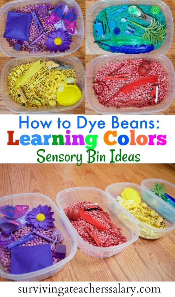 How to Dye Beans Learning Colors Sensory Bin Ideas