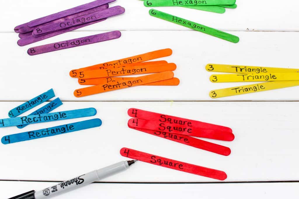 brightly colored craft sticks shapes