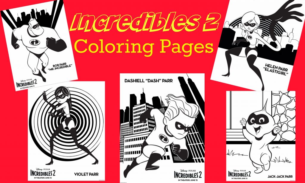 Parr family Incredibles Coloring sheets