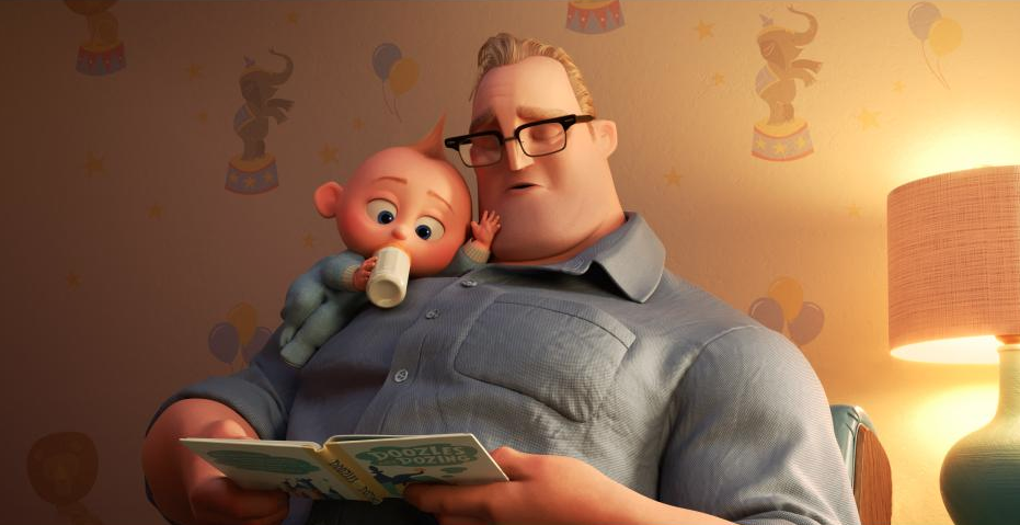 Bob Parr with baby Jack Jack Incredibles 2