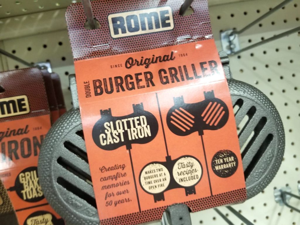 cast iron burger griller at Theisen's