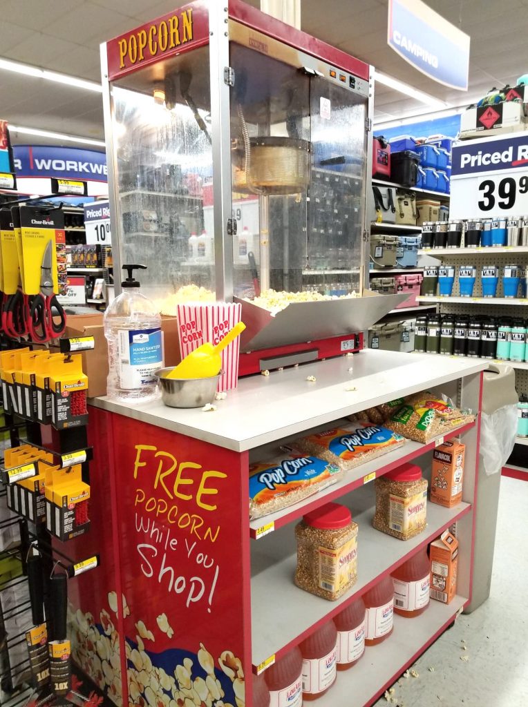 popcorn stand in Theisen's Store