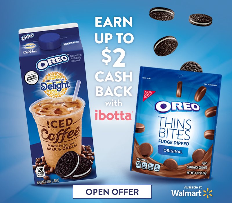 Ibotta coupon for OREO Iced Coffee and cookies
