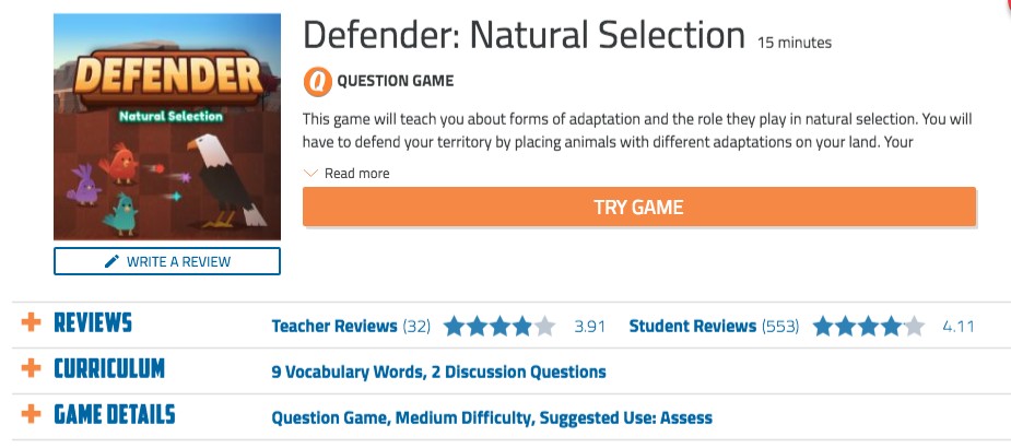 free educational science game for classrooms