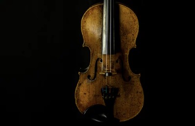 violin in a black background